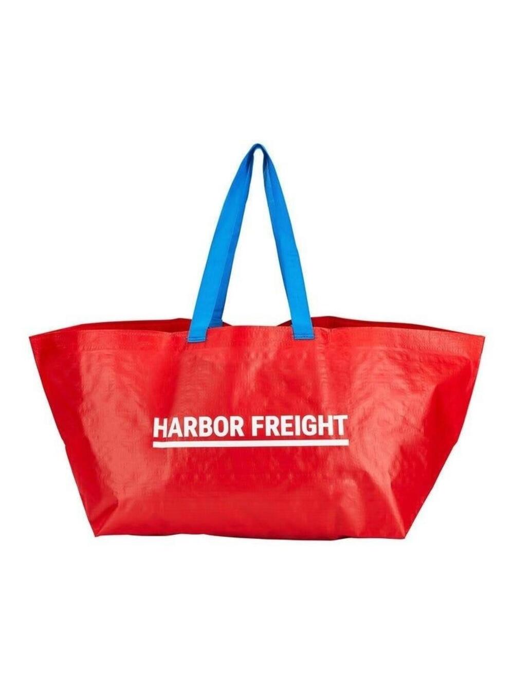Lot of 3 Harbor Freight Red Blue Tote Bag Large Reusable Shopping Grocery Bag